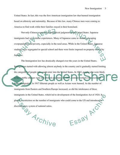 The Development of the Process of New Immigration