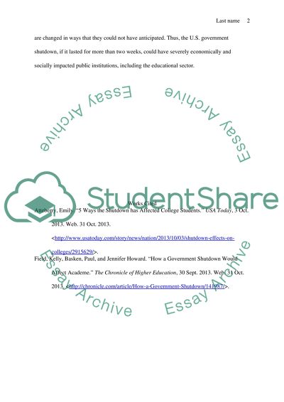 Effact of the government shot down in us