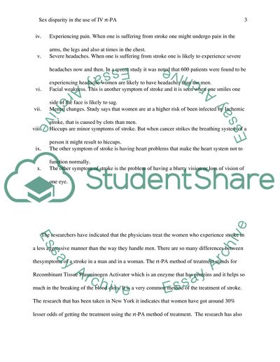 The Role Sex Disparity into the Use IV Recombinant Tissue Plasminogen Activator