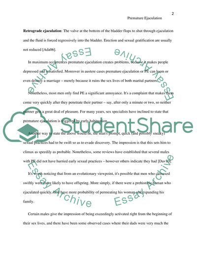 The Analysis of the Premature Ejaculation