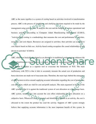 Critical analysis of activity based costing and traditional costing system