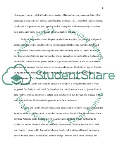 Research-Comparison: Choose two protagonists to compare: I chose Hamlet and Antigone