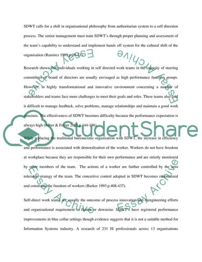 The Effectiveness of Self-Directed Work Teams