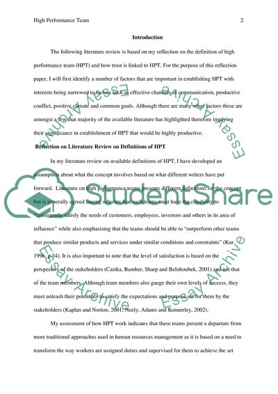 High Performance Team and How Trust Is Linked to It