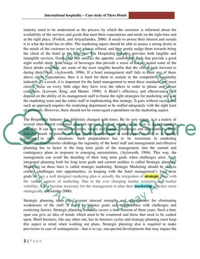 International Hospitality: Marketing Strategic