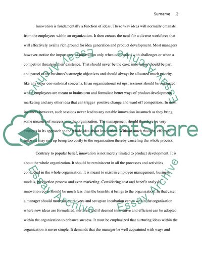 Marketing: Innovation Project