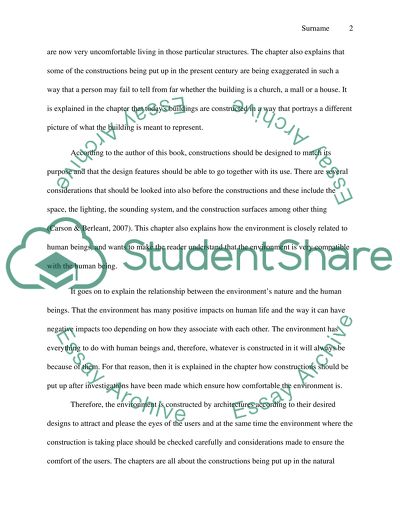 Analysis of the 2nd Chapter of The Aesthetics of the Natural Environments