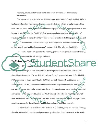 Arguments for and against the National Sales Tax