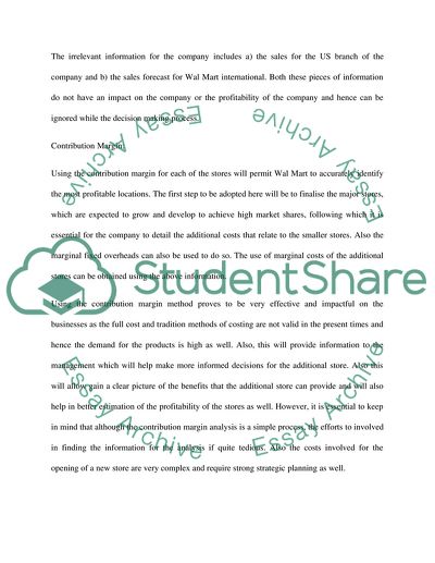 Relevant Information for Decision Making session long project 3 (walmart) accounting