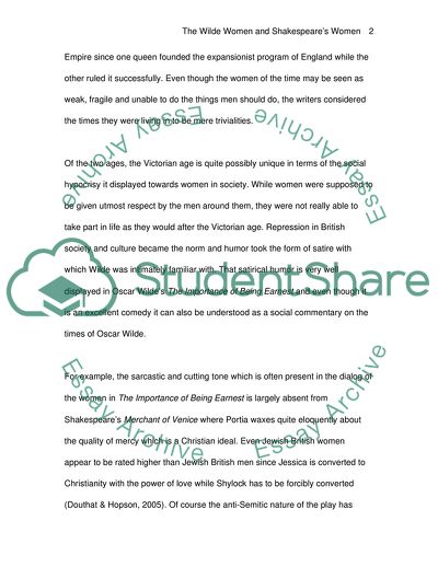 Shakespeares Women Compared/Contrasted with Wildes Women
