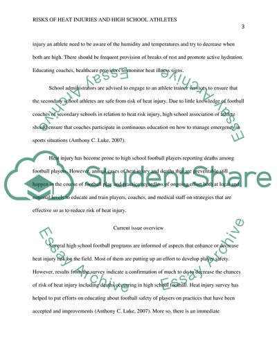 Risks of Heat Injuries on High School Athletes