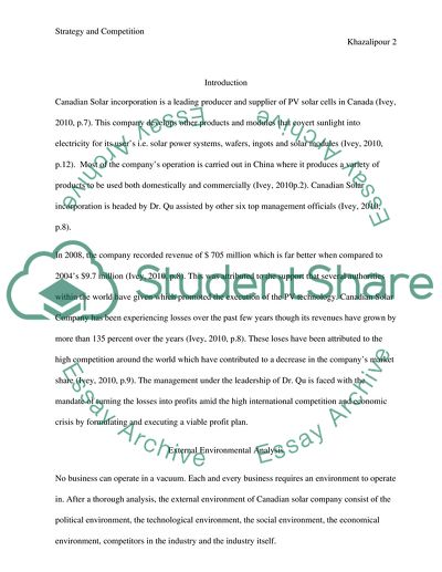 Strategy and Competition - Canadian Solar Incorporation