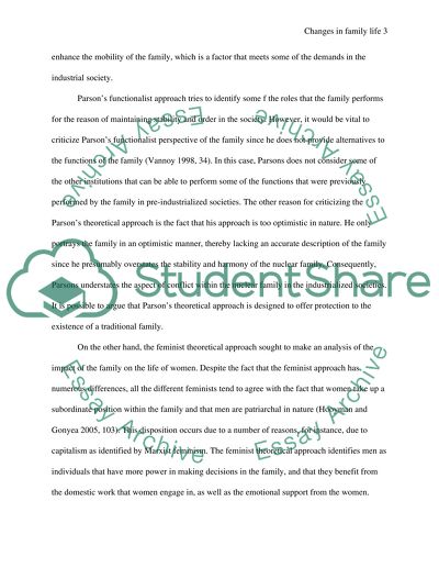 Changes in family life