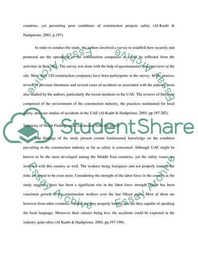 Construction Safety Performance in the United Arab Emirates