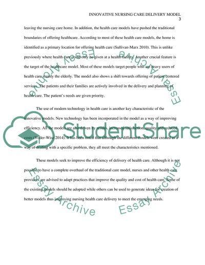 Innovative Nursing Care Delivery Model