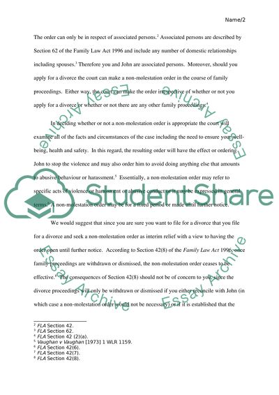 Non-Molestation and Occupancy Orders and Ancillary Relief