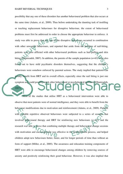 The Use of Habit Reversal Techniques on Eliciting Changes