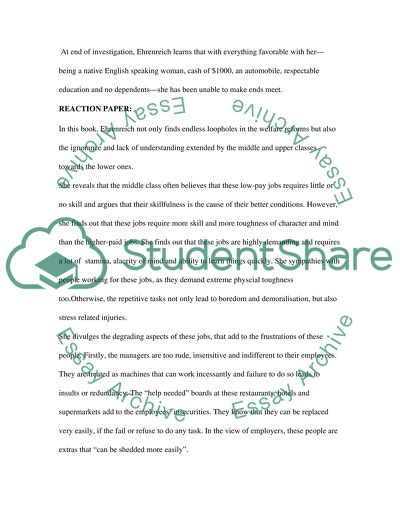 Welfare reforms in America. Nickel and Dimed: on (Not) Getting by in America
