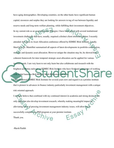 Letter of Intent for a PhD Program