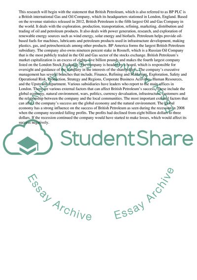 British Petroleum and its Operations