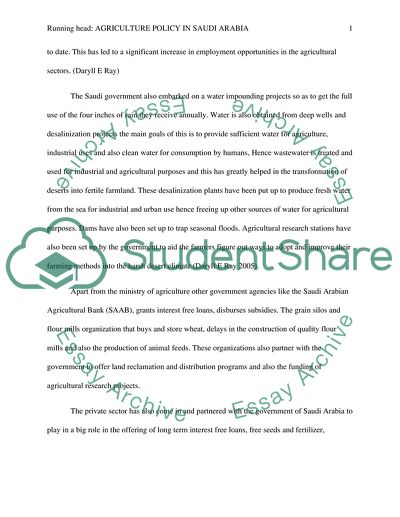 Agriculture Policy in Saudi Arabia