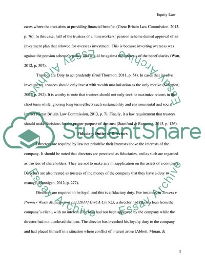 Equity Law and Fiduciary Duties of Trustees