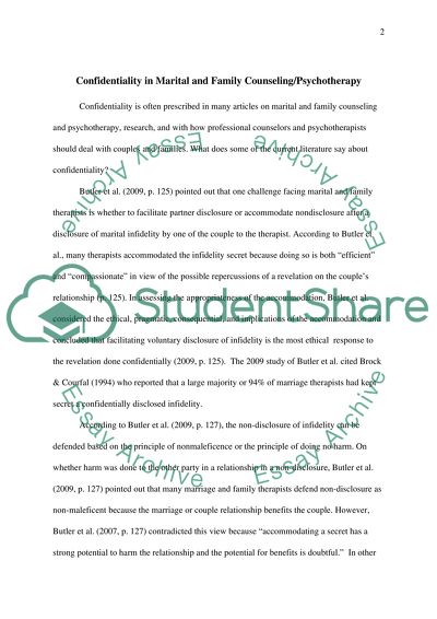 Confidentiality in Marital and Family Counseling