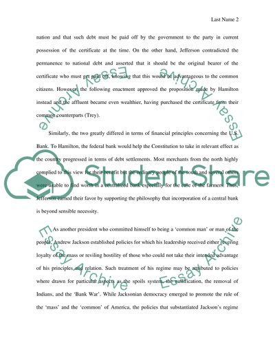 Thomas Jefferson, Alexander Hamilton, and Andrew Jackson