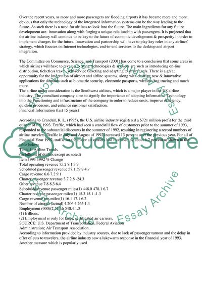 Use of Information Technology in US: Airline Industry