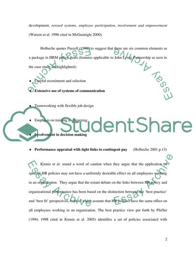 Participative Management - A Study of John Lewis Partnership