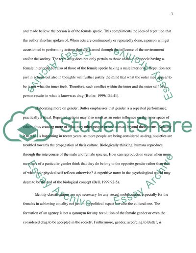 The Nature of Gender according to Butler