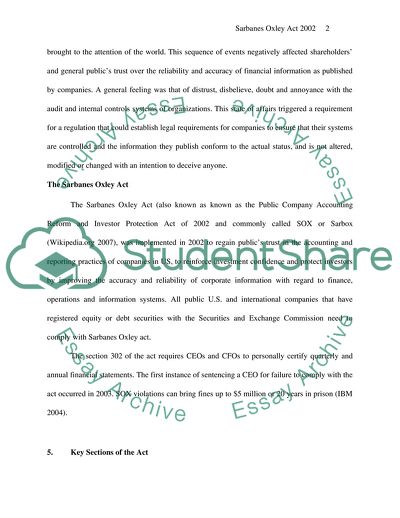 The Sarbanes Oxley Act