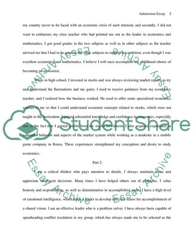 My Conception and Desire to Study Economics