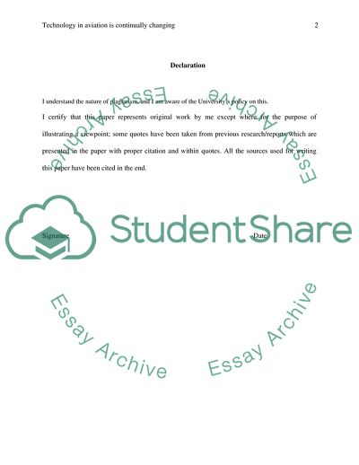 Changing of Aviation Technologies