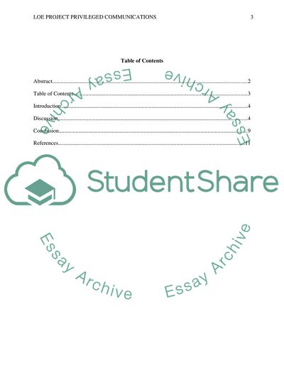 LoE Project Privileged Communications