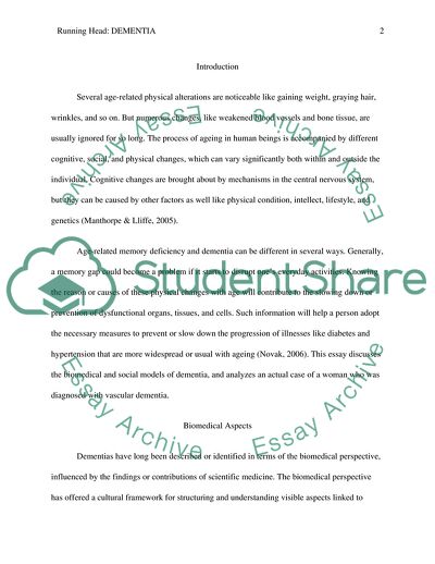 The Biomedical and Social Models of Dementia