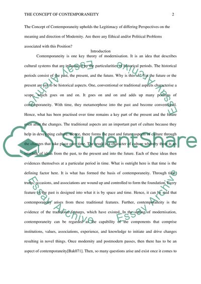 Ethical and Political Problems of the Concept of Contemporaneity