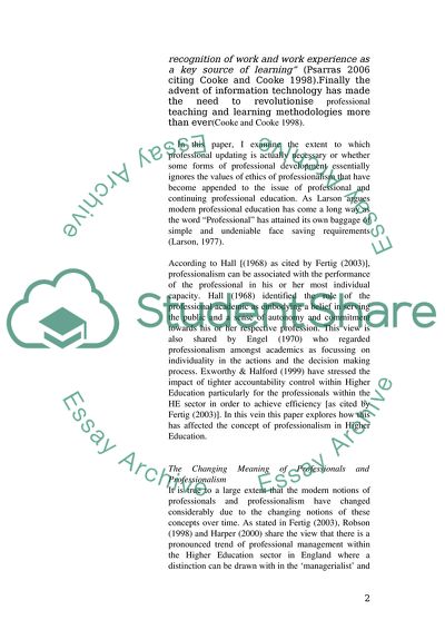 Professionals Education in the Changing Professional Practice