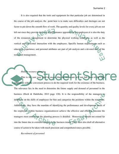 Human Resource Management in a Service Industry