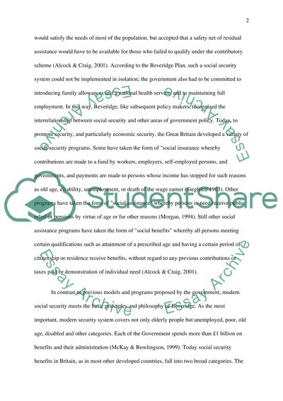 Social Security System in the Beveridge Report