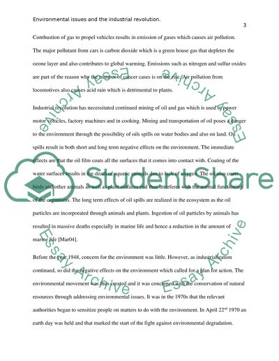 Environmental Issues and the Industrial Revolution