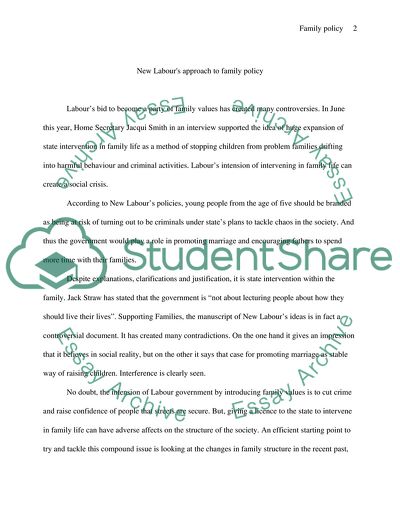 New Labours Approach to Family Policy