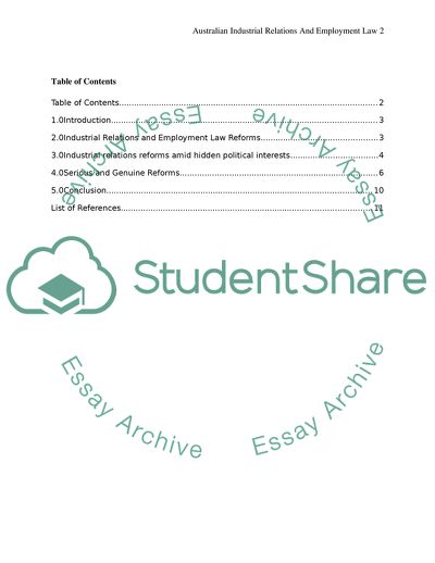 Major Reforms in Australian Industrial Relations and Employment Law