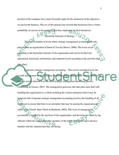 The Relevance of Strategic Management Accounting