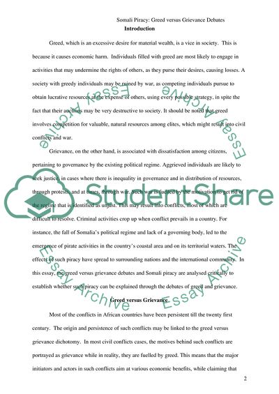 Somali Piracy - Greed versus Grievance