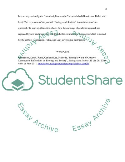 Riding a wave of creative destruction reflections on Ecology and Society