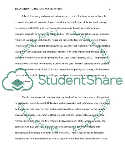 Transition to Democracy in Africa