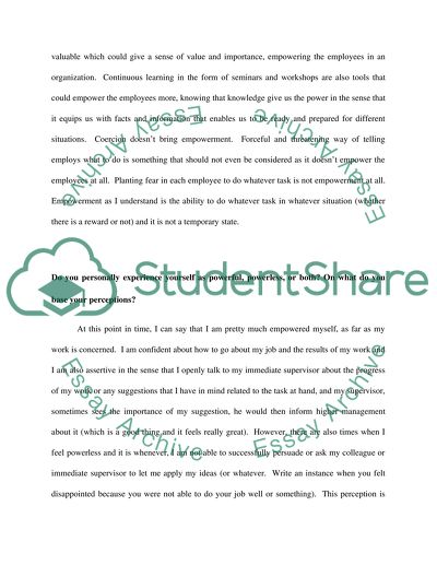 Organizational Behavior: empowerment