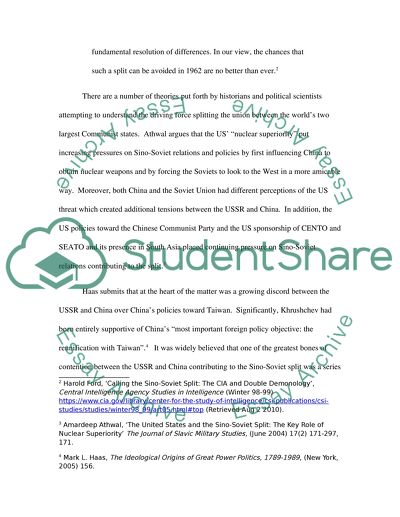 Sino-Soviet Relations, 1958-1962 --- The Second Taiwan Strait Crisis and the Sino-Soviet Split