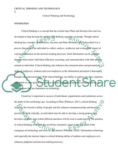 Critical Thinking and Technology